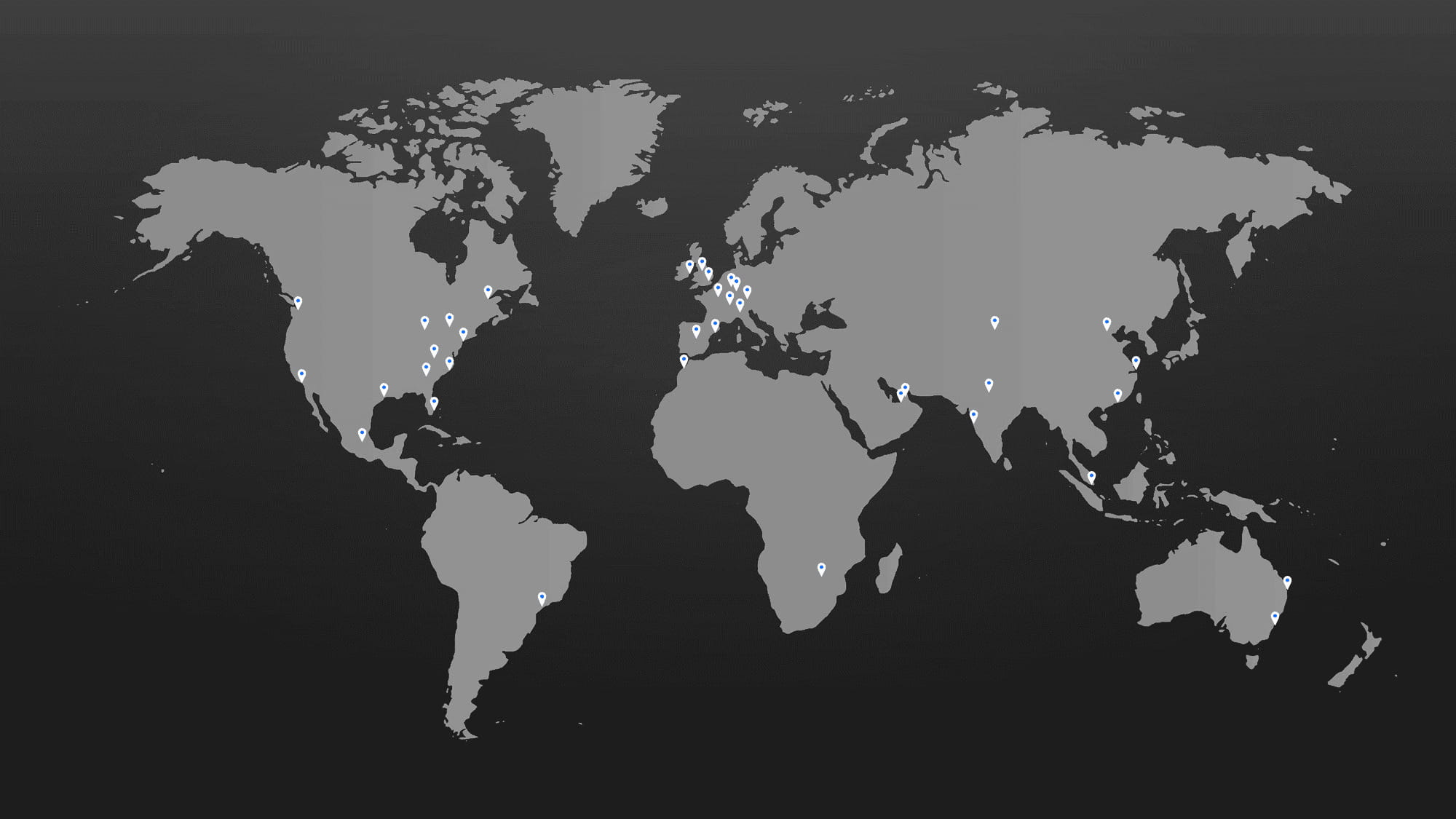 World map showing the global network of IONA JETS broker partner offices across major continents.